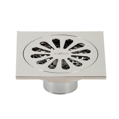 KINGSTON BRASS Watercourse Sunburst 4" Square Grid Shower Drain, Nickel BSF4161PN